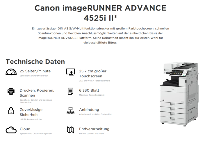 Canon iR ADVANCE 4525i Übersicht