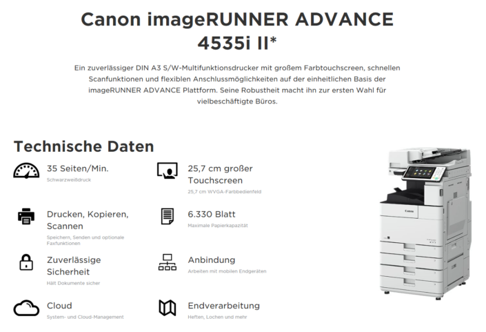 Canon iR ADVANCE 4535i Übersicht