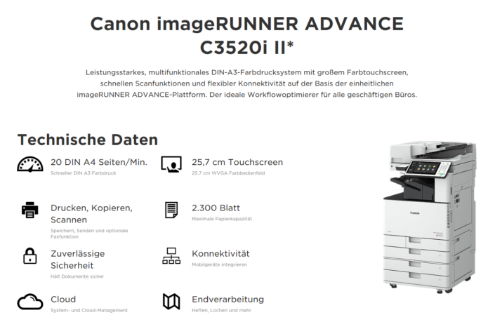 Farbkopierer MFP Canon iR ADVANCE C5540i Übersicht