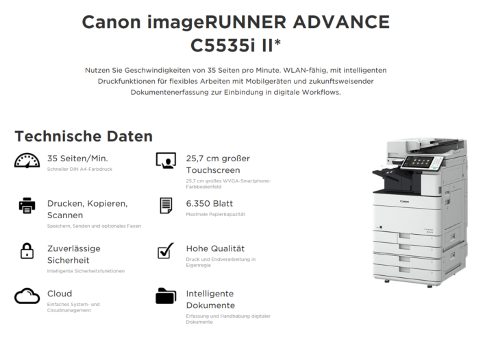 Canon iR ADVANCE C5535i Übersicht