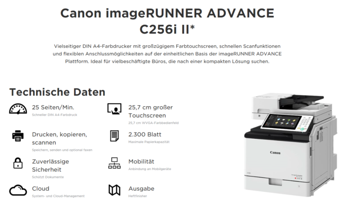 Canon iR ADVANCE C256i II Übersicht